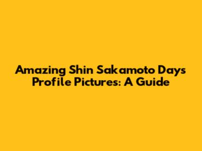 Amazing Shin Sakamoto Days Profile Pictures: A Guide