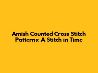 Amish Counted Cross Stitch Patterns: A Stitch in Time