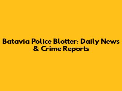 Batavia Police Blotter: Daily News & Crime Reports