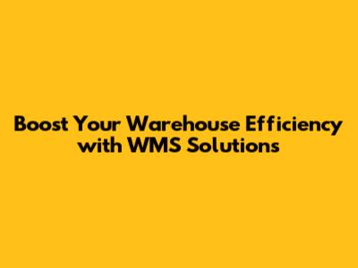 Boost Your Warehouse Efficiency with WMS Solutions