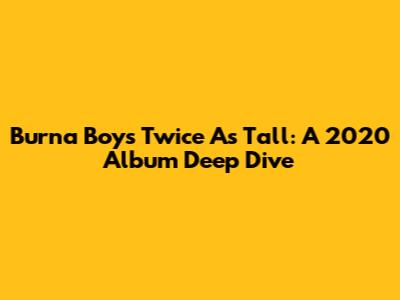 Burna Boy's Twice As Tall: A 2020 Album Deep Dive
