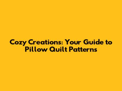 Cozy Creations: Your Guide to Pillow Quilt Patterns
