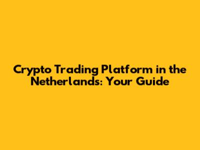 Crypto Trading Platform in the Netherlands: Your Guide