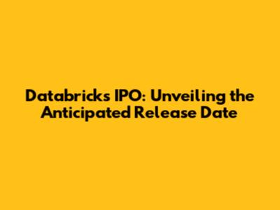 Databricks IPO: Unveiling the Anticipated Release Date
