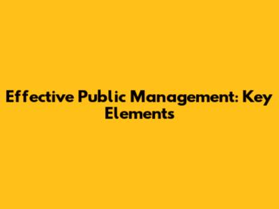 Effective Public Management: Key Elements