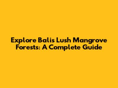 Explore Bali's Lush Mangrove Forests: A Complete Guide