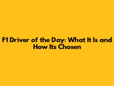 F1 Driver of the Day: What It Is and How It's Chosen