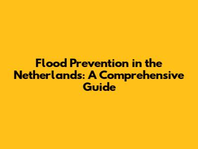 Flood Prevention in the Netherlands: A Comprehensive Guide