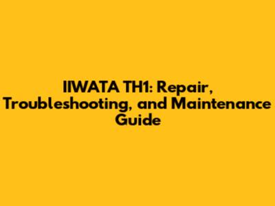 IIWATA TH1: Repair, Troubleshooting, and Maintenance Guide