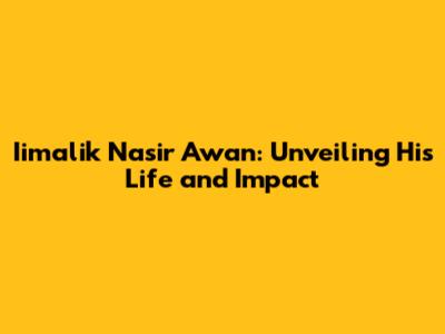 Iimalik Nasir Awan: Unveiling His Life and Impact
