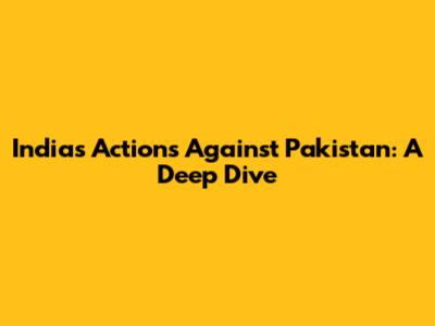 India's Actions Against Pakistan: A Deep Dive