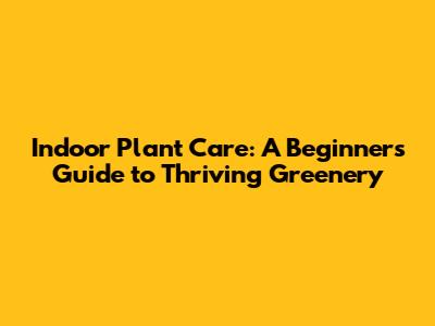 Indoor Plant Care: A Beginner's Guide to Thriving Greenery
