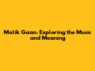 Malik Gaan: Exploring the Music and Meaning