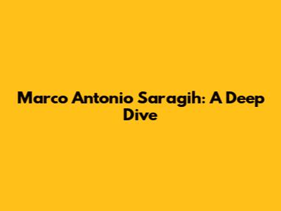 Marco Antonio Saragih: A Deep Dive