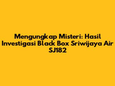 Mengungkap Misteri: Hasil Investigasi Black Box Sriwijaya Air SJ182