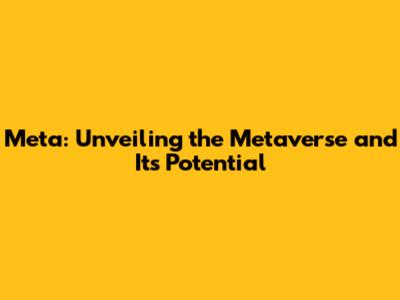 Meta: Unveiling the Metaverse and Its Potential