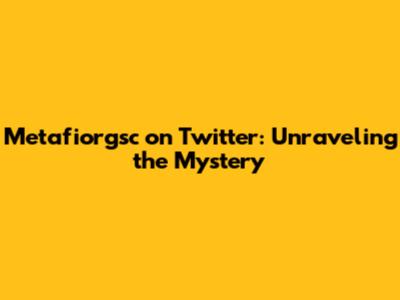 Metafiorgsc on Twitter: Unraveling the Mystery