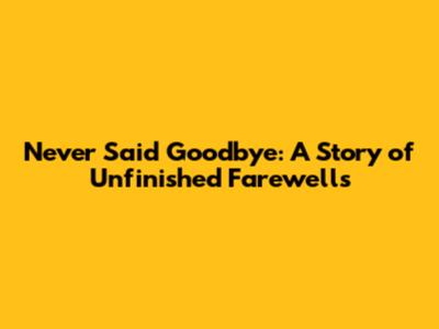 Never Said Goodbye: A Story of Unfinished Farewells