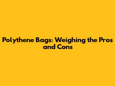 Polythene Bags: Weighing the Pros and Cons