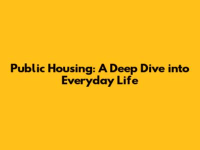 Public Housing: A Deep Dive into Everyday Life