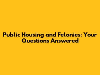 Public Housing and Felonies: Your Questions Answered