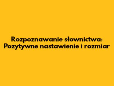 Rozpoznawanie słownictwa: Pozytywne nastawienie i rozmiar