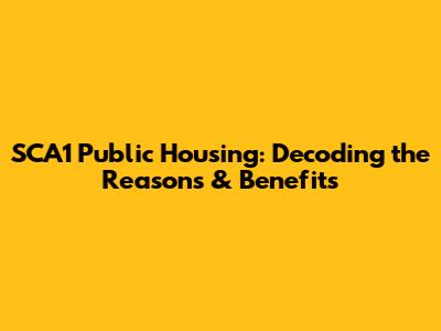 SCA1 Public Housing: Decoding the Reasons & Benefits