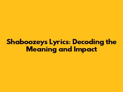 Shaboozey's Lyrics: Decoding the Meaning and Impact