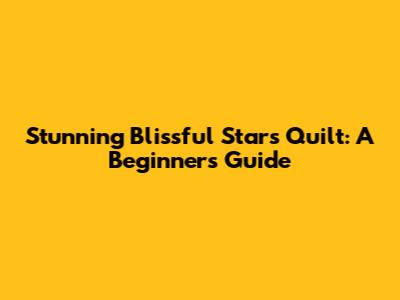 Stunning Blissful Stars Quilt: A Beginner's Guide