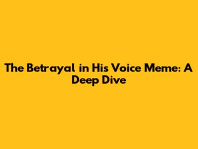 The Betrayal in His Voice Meme: A Deep Dive