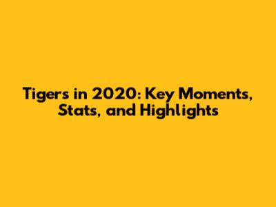 Tigers in 2020: Key Moments, Stats, and Highlights