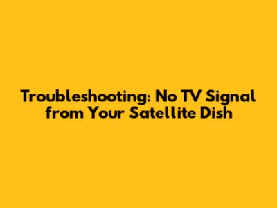 Troubleshooting: No TV Signal from Your Satellite Dish