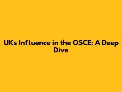 UK's Influence in the OSCE: A Deep Dive