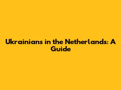 Ukrainians in the Netherlands: A Guide