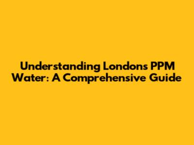 Understanding London's PPM Water: A Comprehensive Guide