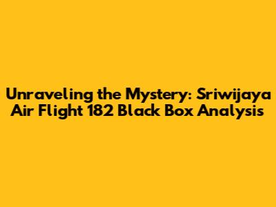 Unraveling the Mystery: Sriwijaya Air Flight 182 Black Box Analysis