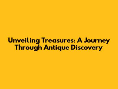 Unveiling Treasures: A Journey Through Antique Discovery