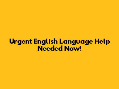 Urgent English Language Help Needed Now!
