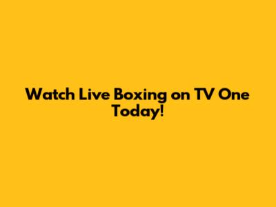 Watch Live Boxing on TV One Today!