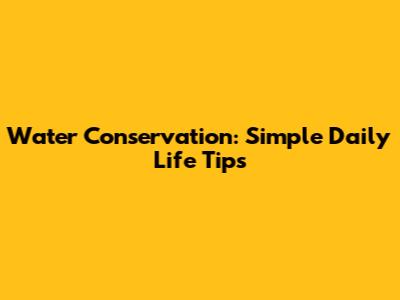 Water Conservation: Simple Daily Life Tips